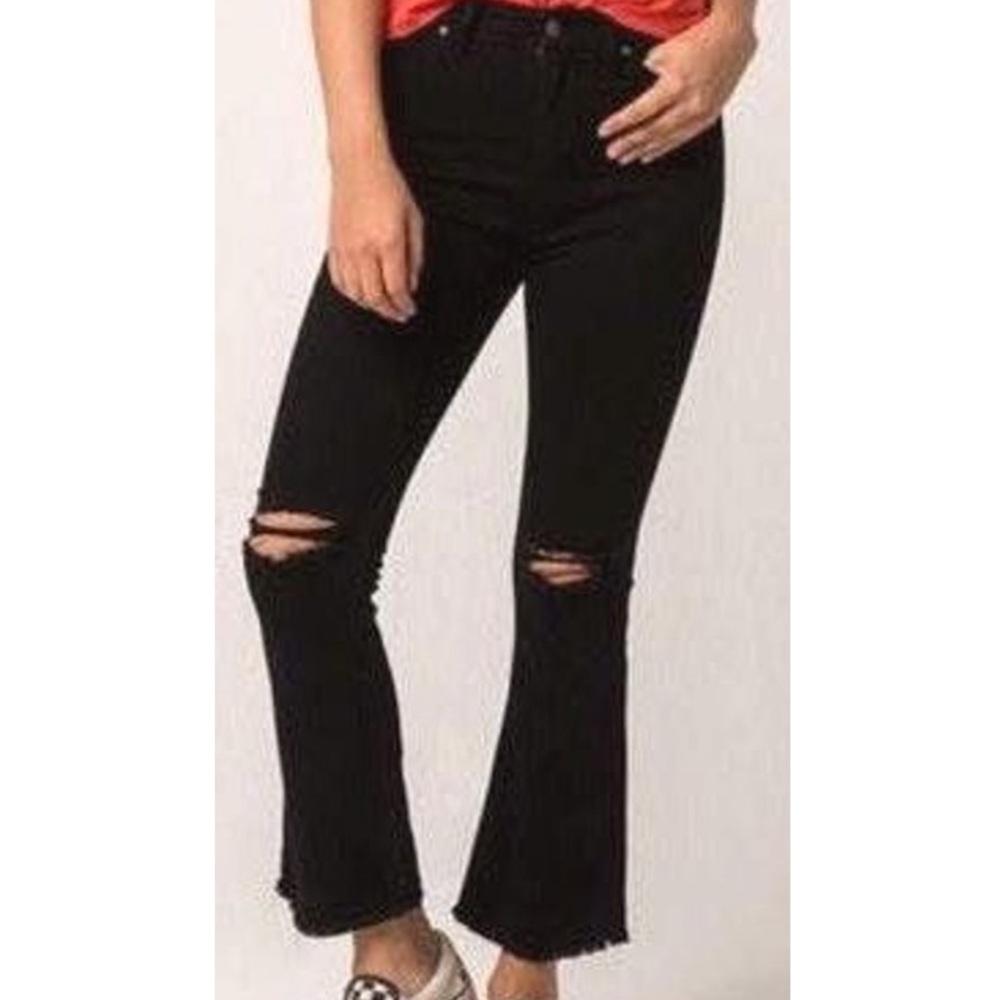 Black cropped flare pants
